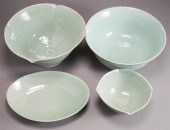 FOUR CONTEMPORARY CELADON GLAZ