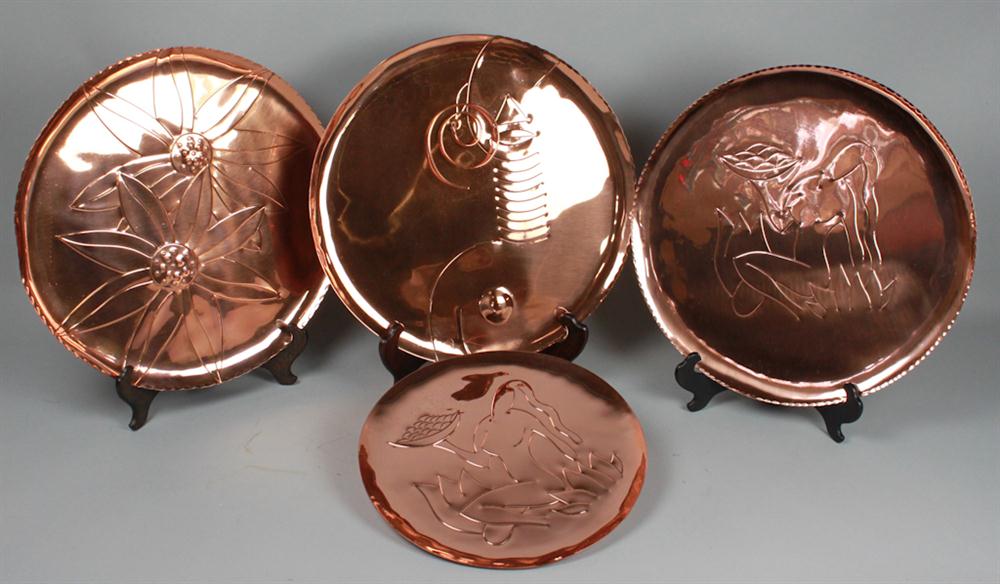 FOUR CONTEMPORARY COPPER PLAQUES