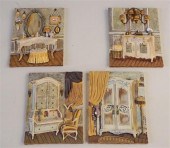 FOUR CONTEMPORARY DECORATED TH
