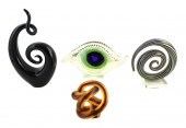 FOUR CONTEMPORARY GLASS SCULPT