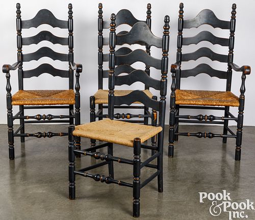 FOUR CONTEMPORARY LADDERBACK
