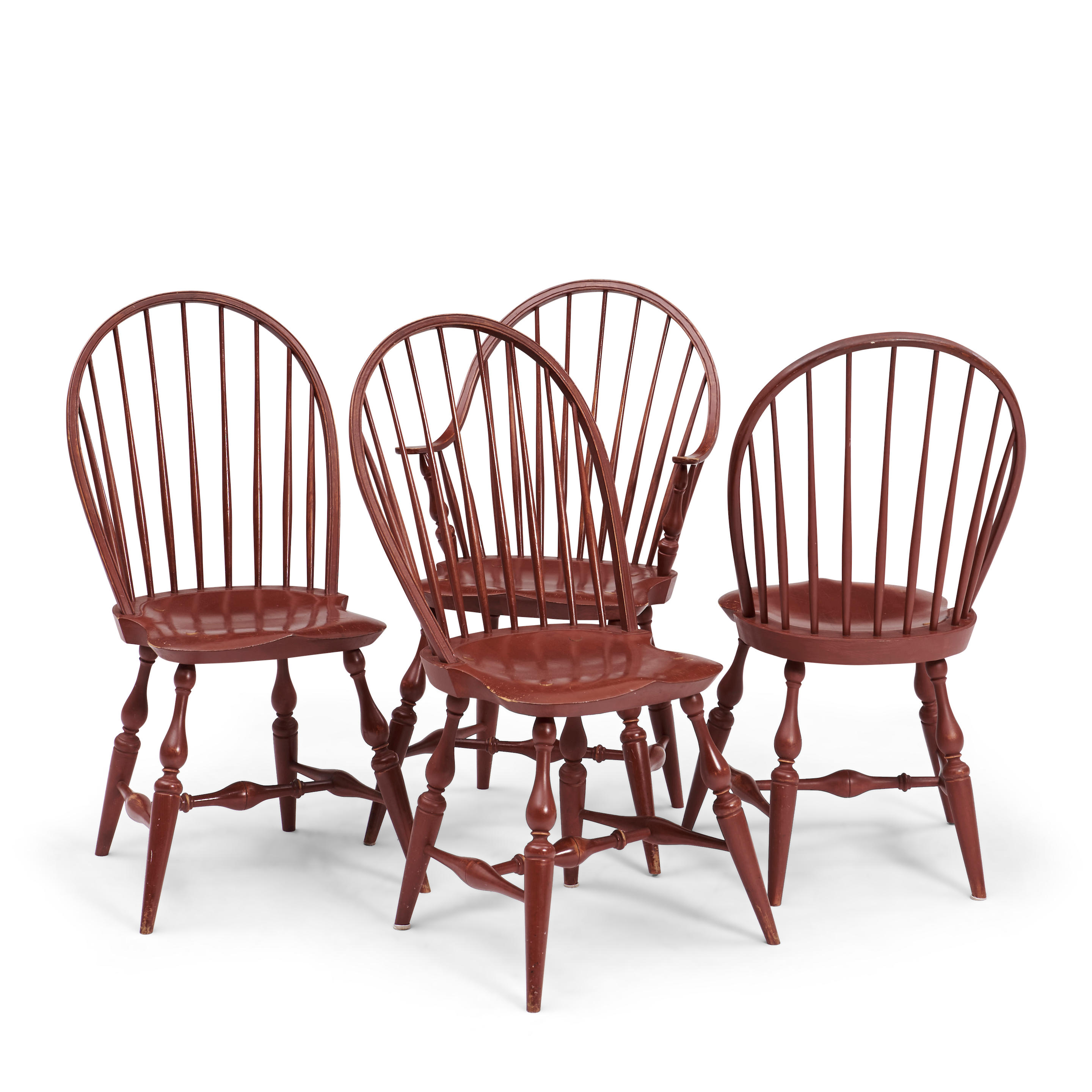FOUR CONTEMPORARY RED-PAINTED