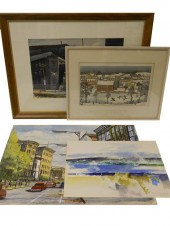 Four contemporary watercolors