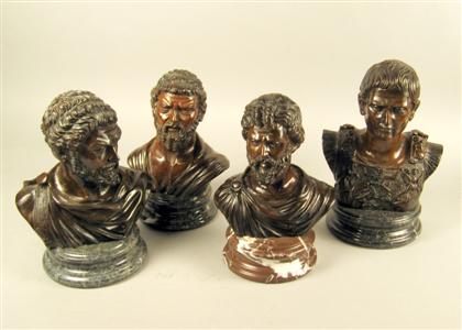Four Continental bronze busts of