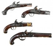 FOUR CONTINENTAL FLINTLOCK PIS
