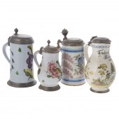 FOUR CONTINENTAL PEWTER MOUNTE