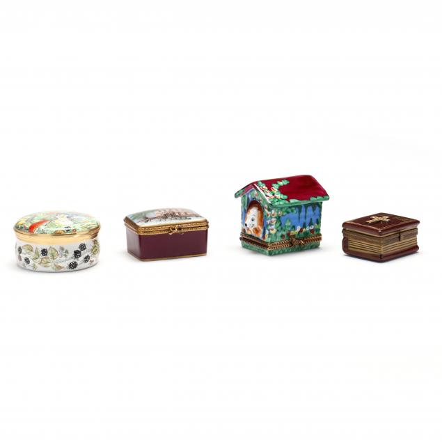 FOUR CONTINENTAL PILL BOXES,