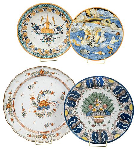 FOUR CONTINENTAL TIN GLAZED