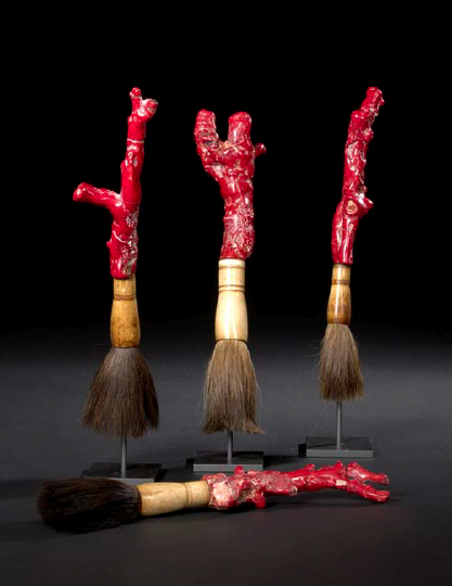 Four Coral Calligraphy Brushes, 