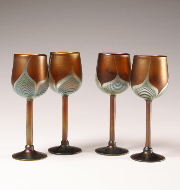 Four Correia amber art glass