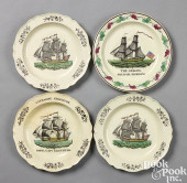 FOUR CREAMWARE SHIP PLATES<br>