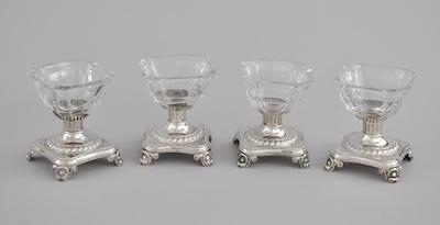 Four Crystal and Silver Pedestal