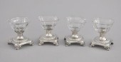 Four Crystal and Silver Pedest