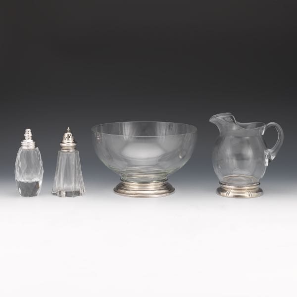 FOUR CRYSTAL AND STERLING SILVER