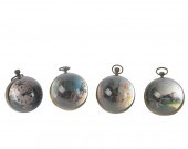 FOUR CRYSTAL & BRASS SPHERICAL