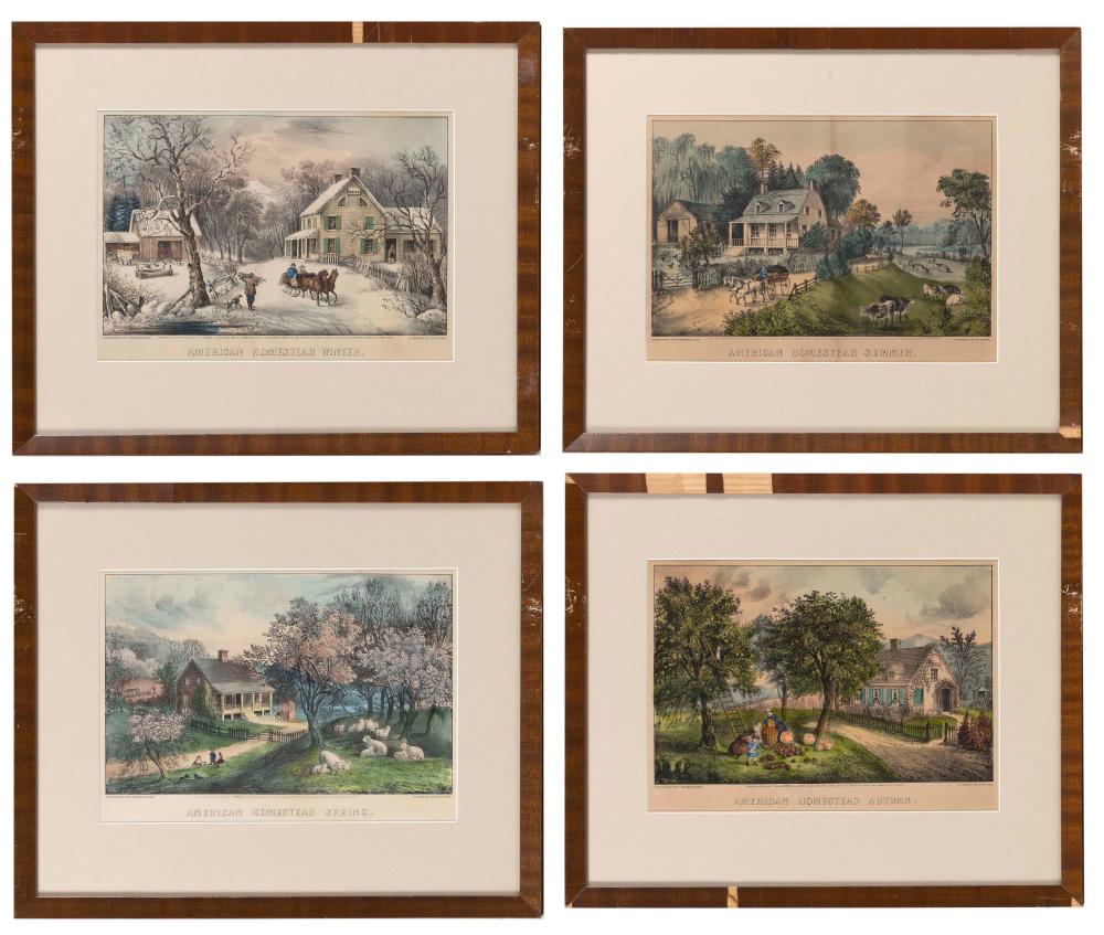 FOUR CURRIER & IVES "AMERICAN