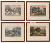 FOUR CURRIER & IVES "AMERICAN