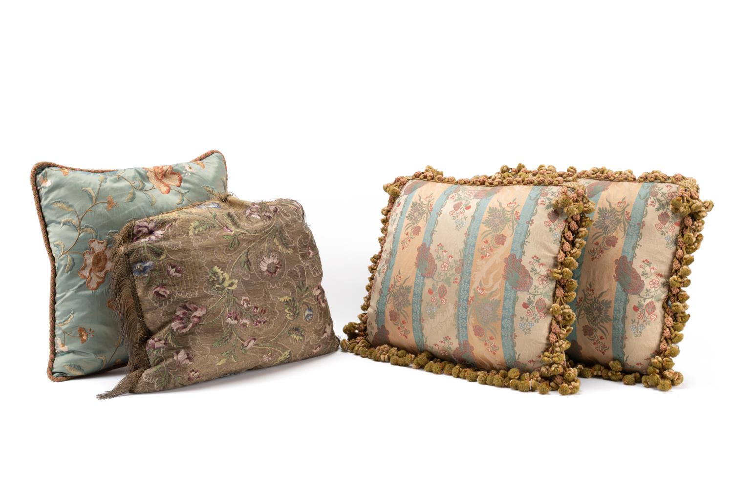 FOUR CUSTOM VINTAGE SILK & VELVET