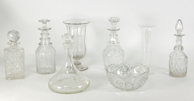 Four cut glass decanters and