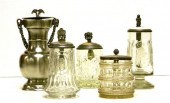 Four cut glass steins and one