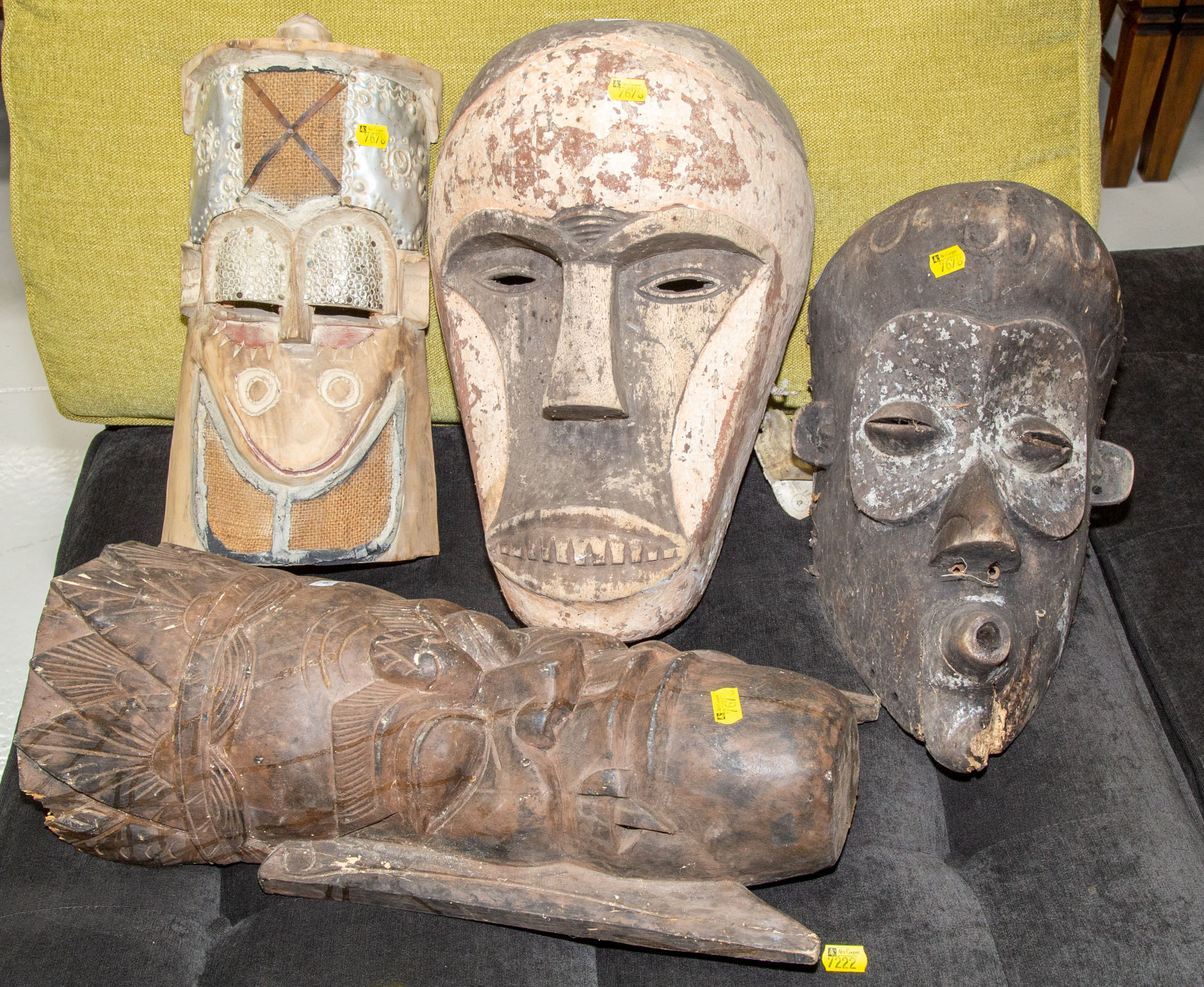 FOUR DECORATIVE MASKS Including