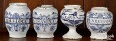 FOUR DELFT BLUE AND WHITE APOT