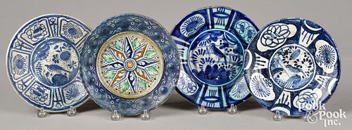 FOUR DELFT PLATES, 17TH C.Four