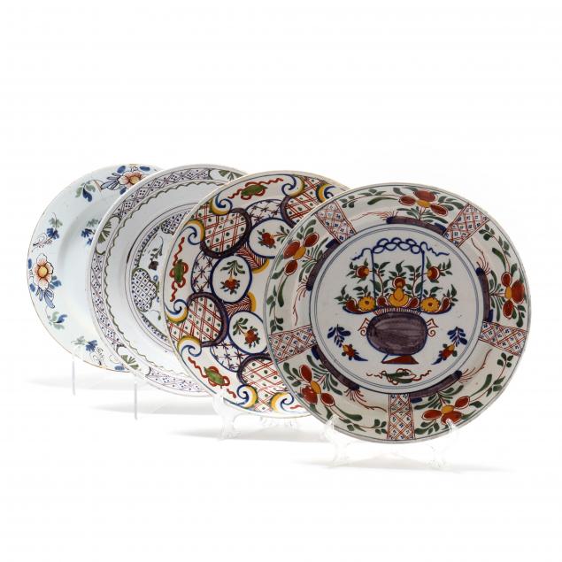 FOUR DELFT POLYCHROME CHARGERS 18th