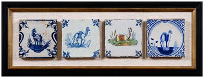 Four Delft &quot;camel&quot; tiles: