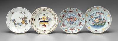 Four Delft shallow bowls: all