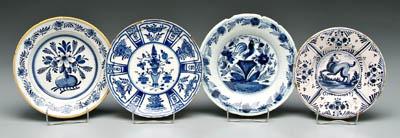 Four Delft shallow bowls: one