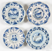 FOUR DELFTWARE LOBED DISHES, C