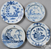 FOUR DELFTWARE PLATES/CHARGERS