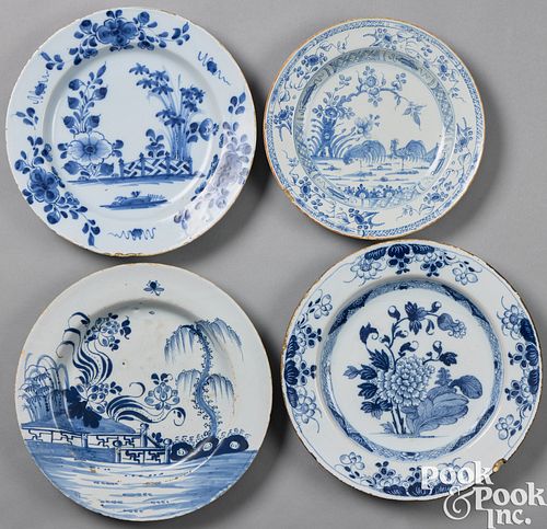 FOUR DELFTWARE PLATES/CHARGERS 18TH