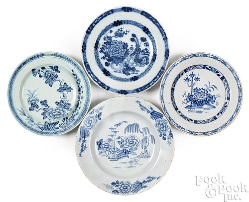 FOUR DELFTWARE PLATES/SHALLOW