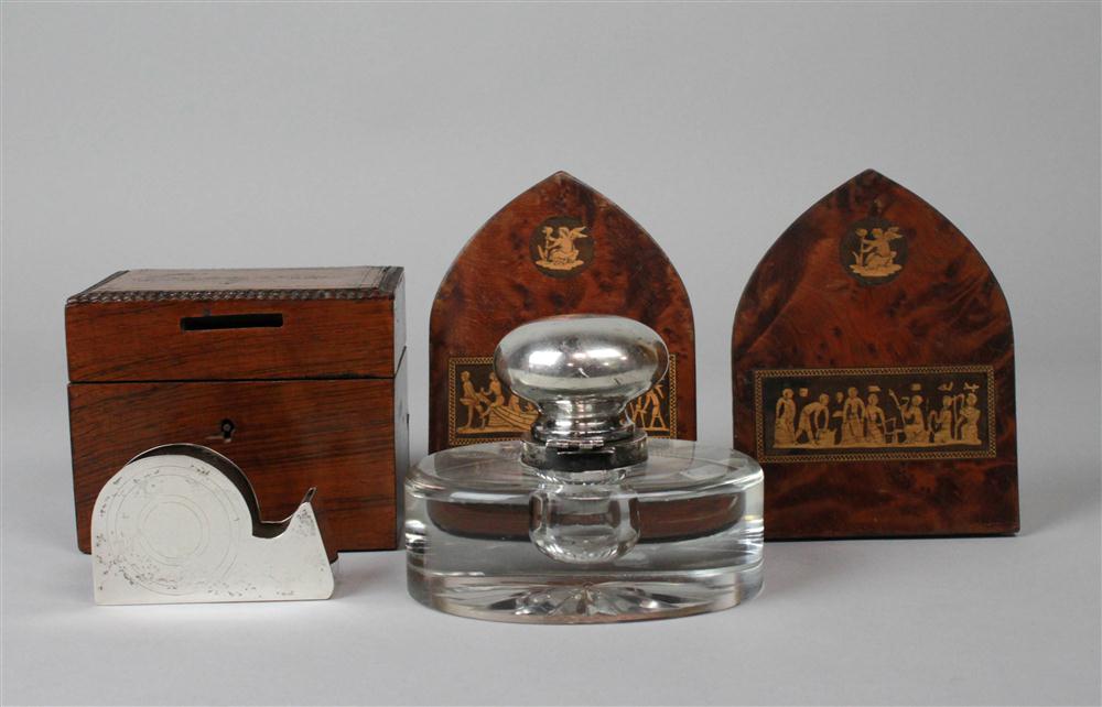 FOUR DESK ACCESSORIES including a