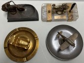 FOUR DESK PIECES, TWO ASH TRAY