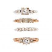 FOUR DIAMOND AND 14K GOLD RING