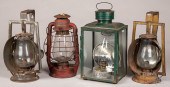 FOUR DIETZ TIN LANTERNS, 19TH