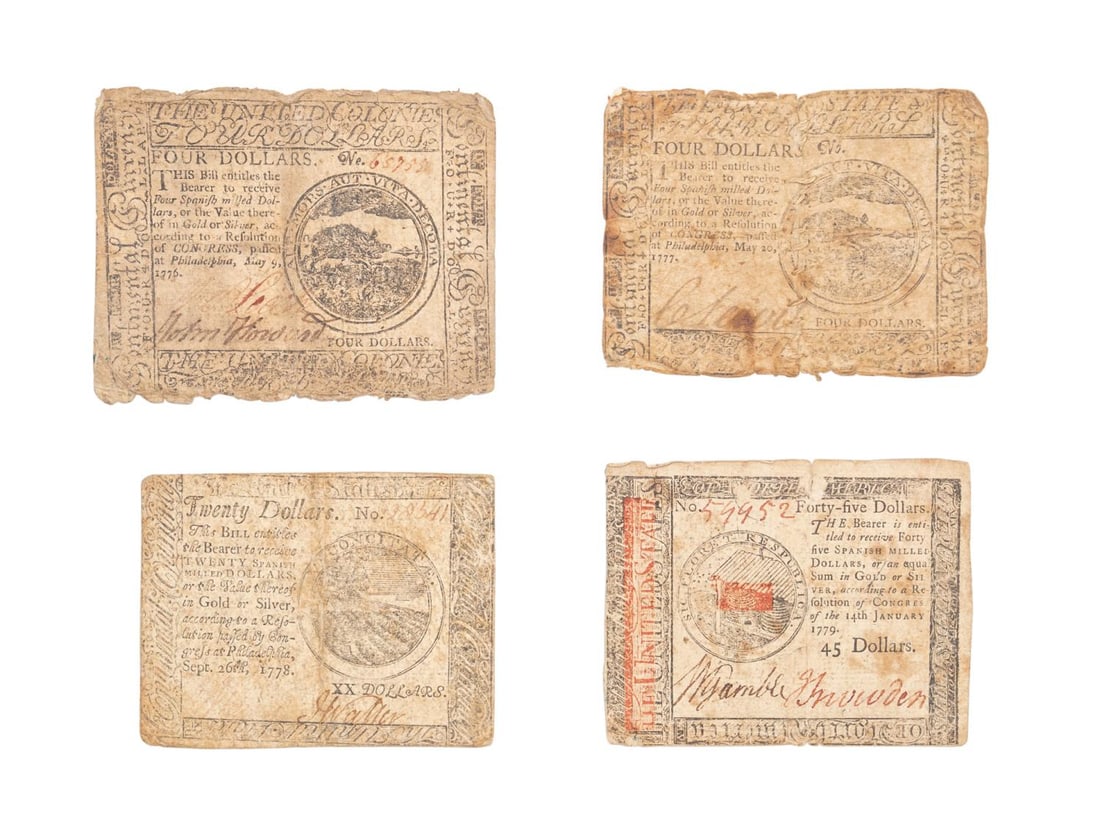 FOUR DIFFERENT CONTINENTAL CURRENCY