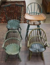 FOUR DIMINUTIVE STAINED WOOD W