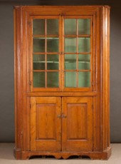 FOUR-DOOR PINE CORNER CUPBOARD