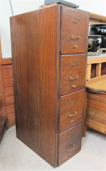 FOUR-DRAWER OAK FILE CABINET