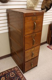 FOUR-DRAWER OAK FILE CABINET,