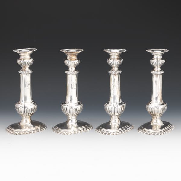 FOUR DURGIN CANDLESTICKS,