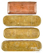 FOUR DUTCH BRASS AND COPPER TO