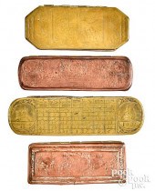 FOUR DUTCH BRASS AND COPPER TO