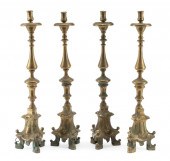 FOUR DUTCH BRASS CANDLESTICKSF