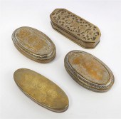 FOUR DUTCH BRASS TOBACCO BOXES