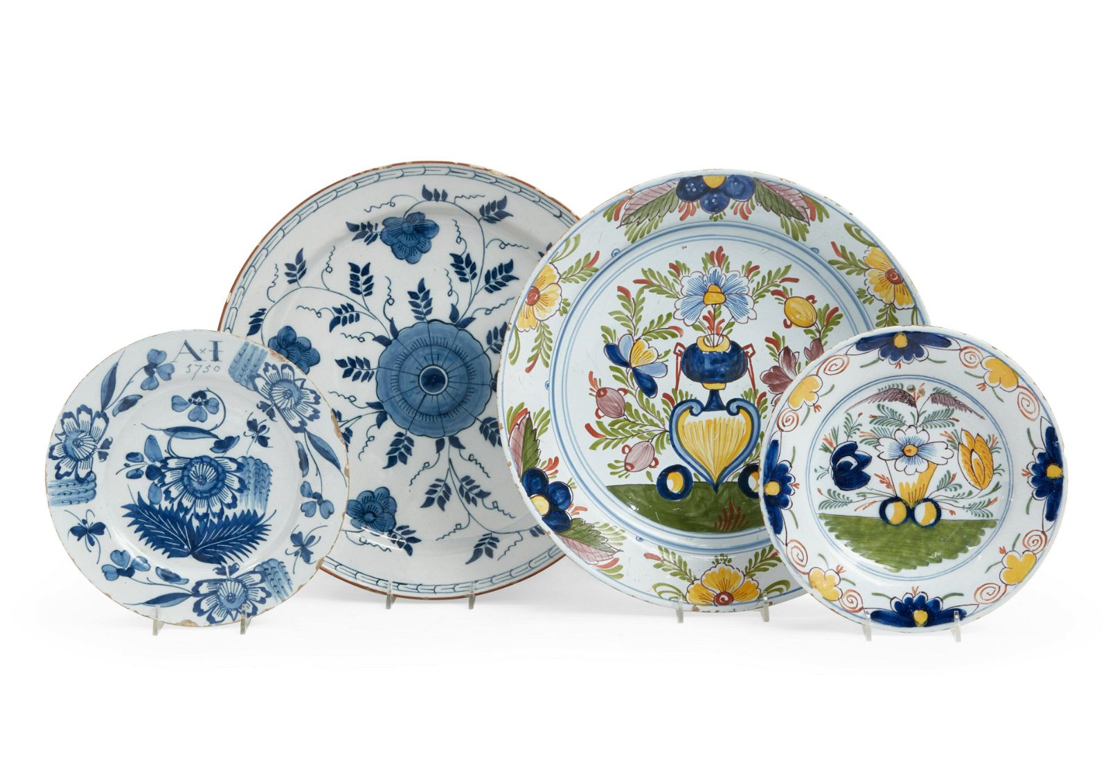 FOUR DUTCH DELFT TIN GLAZED